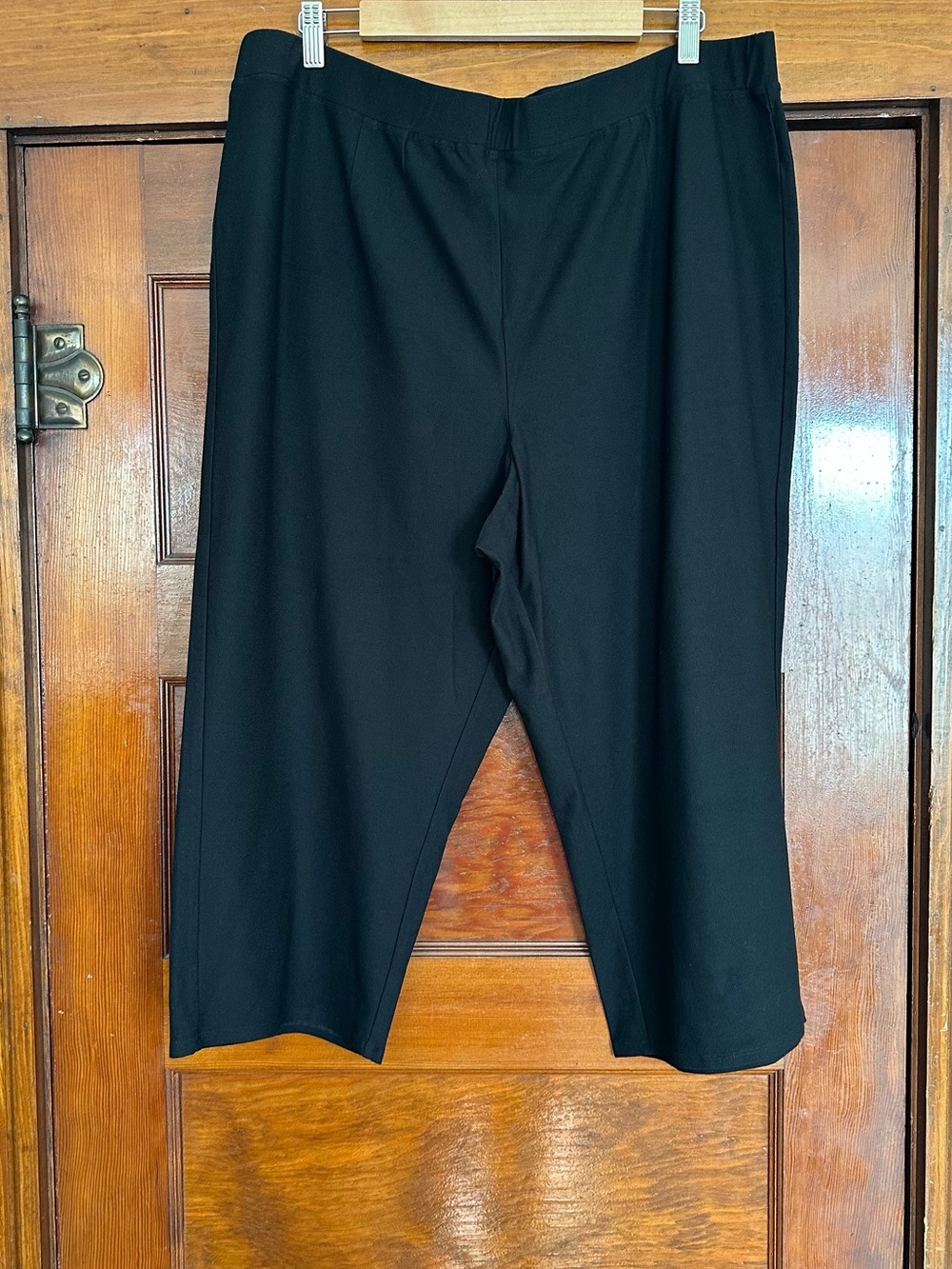 Eileen Fisher Black Washable Crepe Stretch Cropped Pants Sz 2X Minimalist